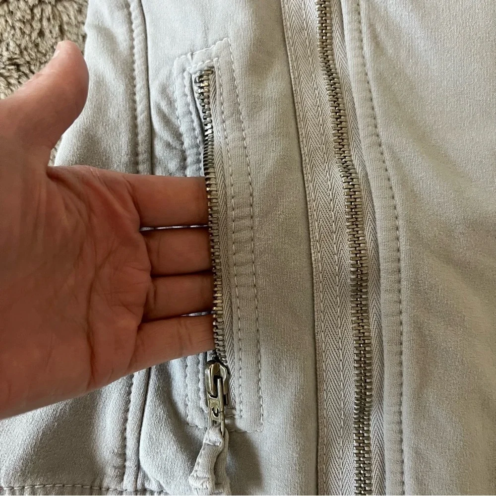 True Religion Girls Light Gray Biker Moto Style Hoodie Jacket SZ XL